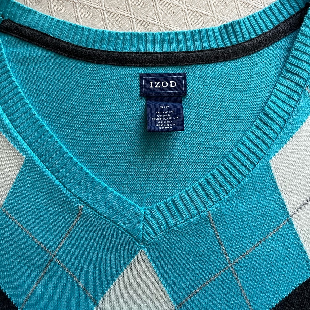 Izod Argyle V-Neck Sweater NWT Small Petite - Picture 5 of 8